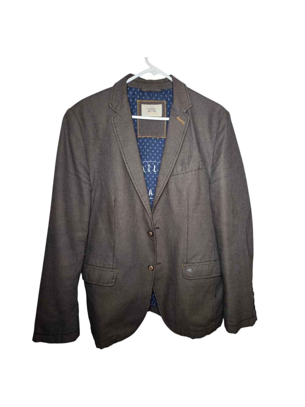 Camel Active Brown Patterned Men's Blazer Sport Coat w/ Elbow Patches